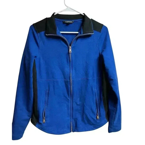 Lauren Ralph Lauren Color Block Zip Front Cotton-Blend Jacket Medium - Picture 1 of 16